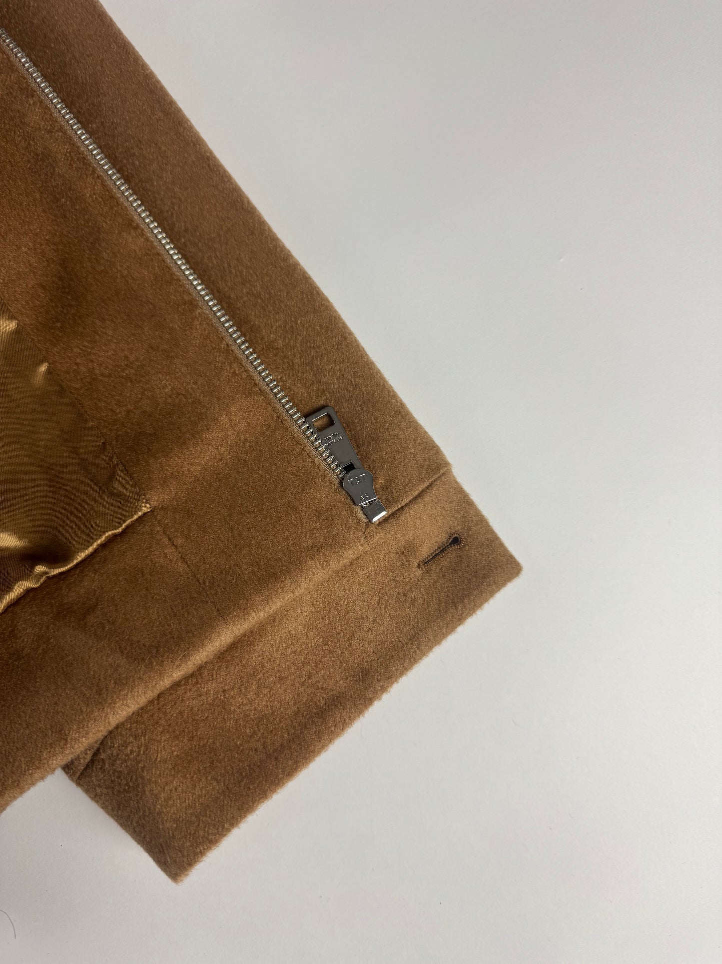 Prada Brown Camel Hair Triangle Logo Classic Jacket FW 2023 - L