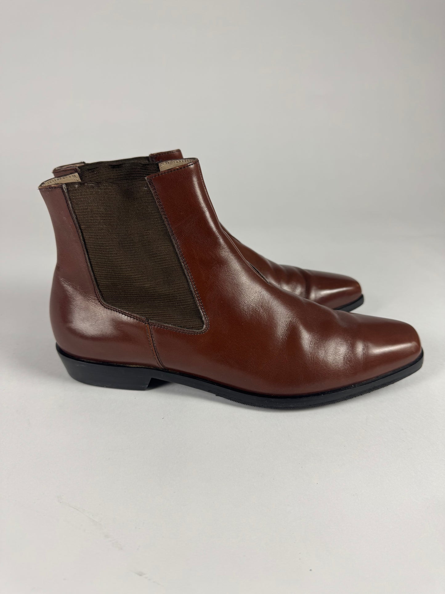 Thierry Mugler Brown Leather Chelsea Boots 2000s - 43,5 EU