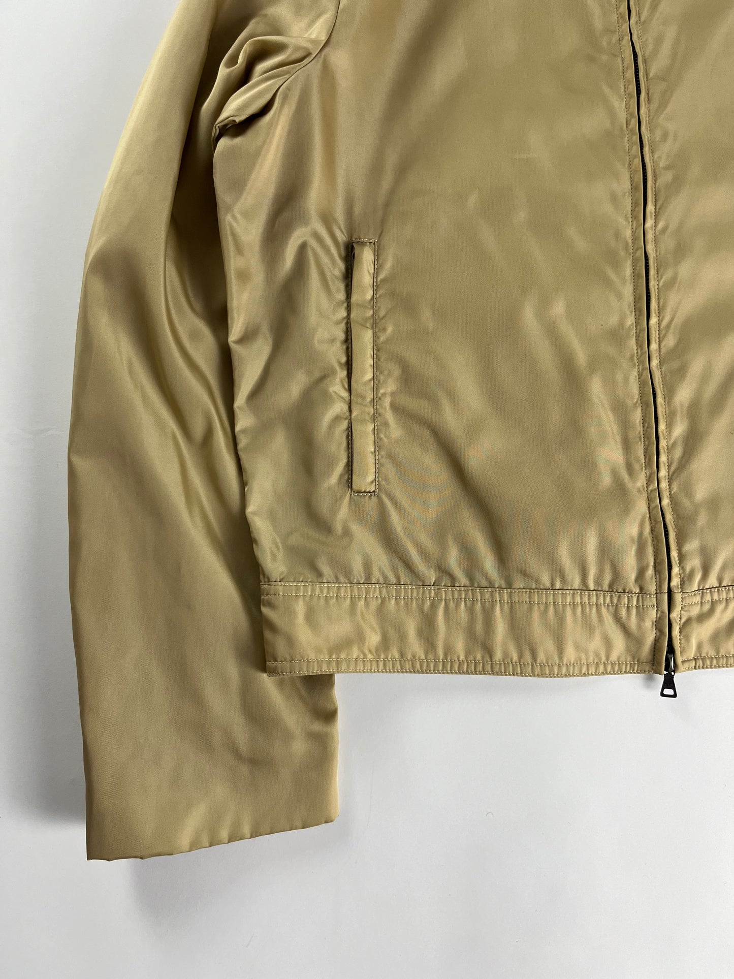 Prada Camel Nylon Moto Jacket 2000s - L