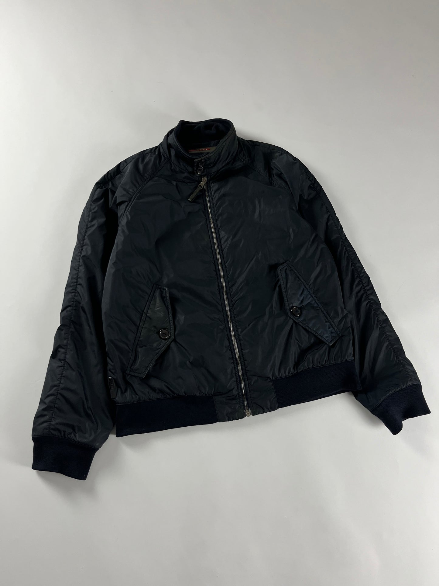 Prada Navy Double Buttoned Collar Bomber Jacket 2000s - L