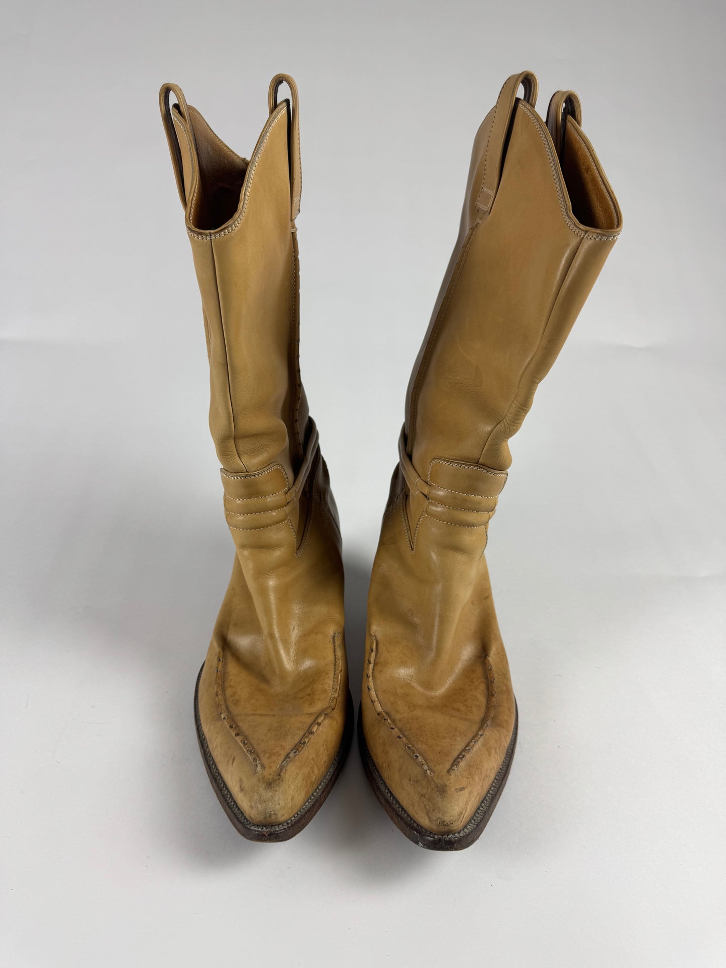 Gucci Tom Ford Camel Cream Leather Cowboy Western Boots SS 2004 - 45 EU