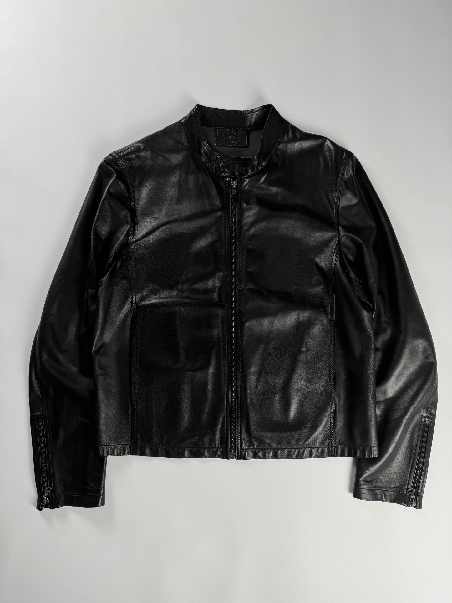 Prada Pure Minimalist Soft Light Moto Jacket Leather FW 2000 - L