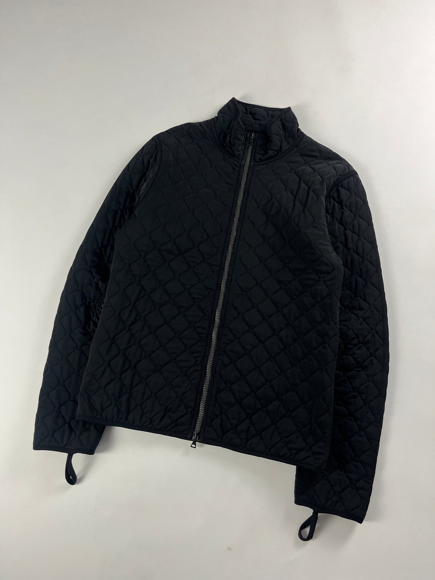 Prada Linea Rossa Black Oblique Quilted Nylon Zipper Jacket FW 2001 - M