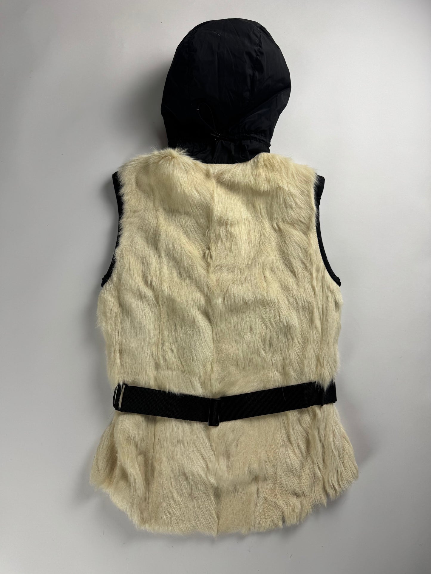 Prada Linea Rossa Kid Fur Hooded Sleeveless Jacket FW 1999 - S