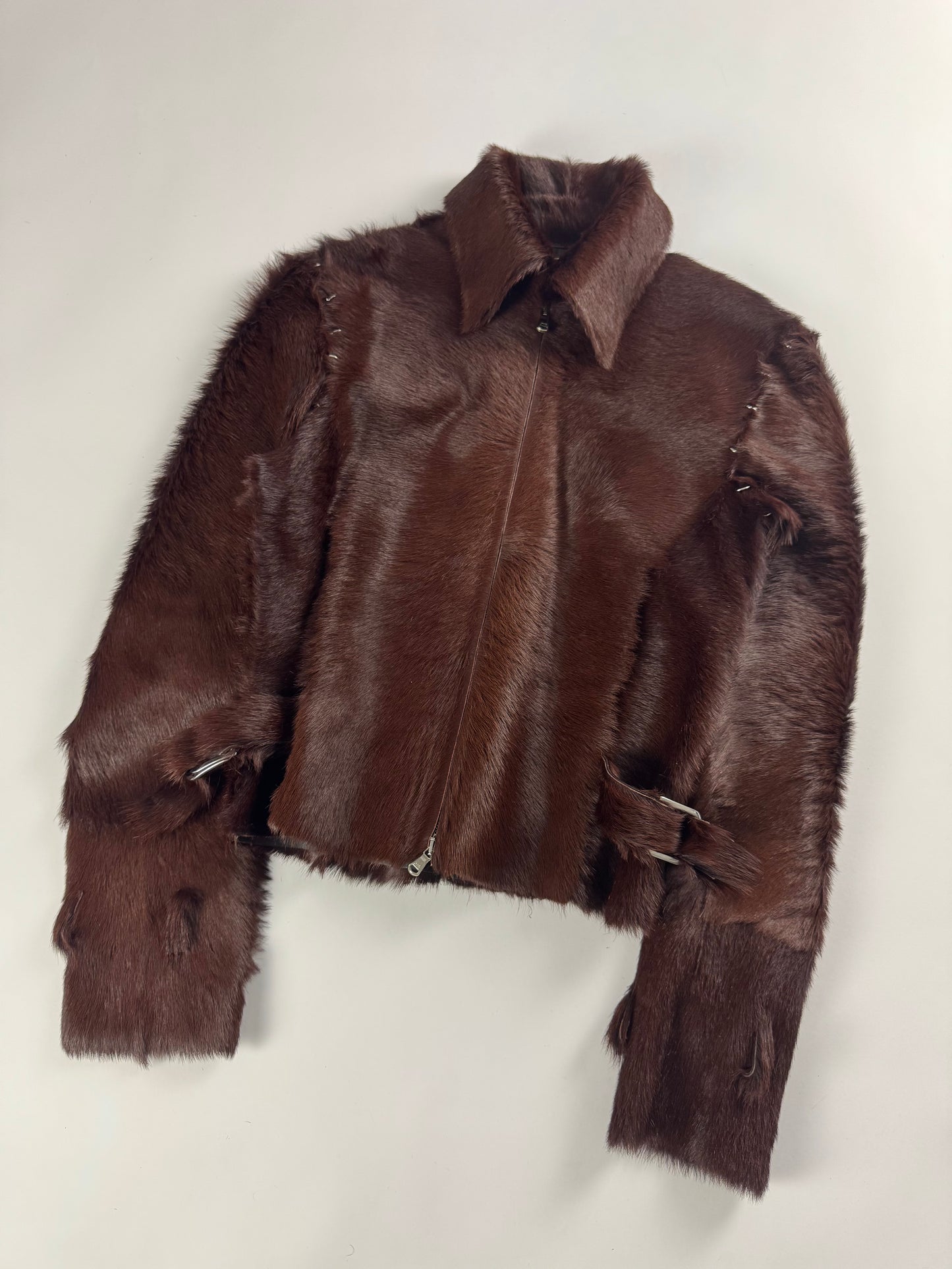 Louis Vuitton Sample Artisanal Fur Suture Spine Line Double Waist Belt Jacket - XS