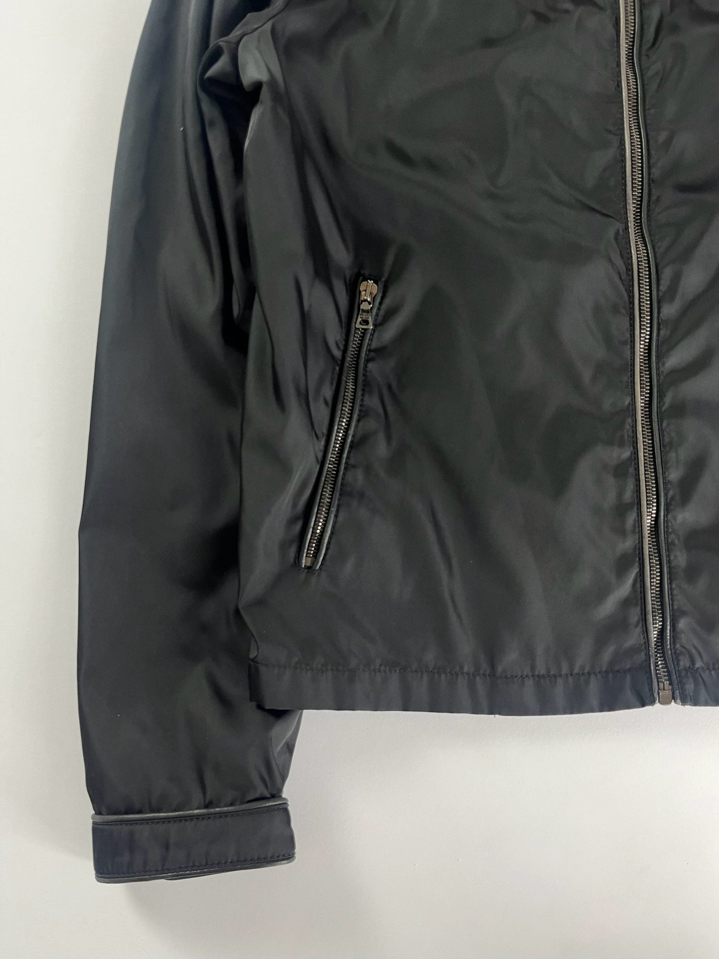 Prada Leather Trim Nylon Zipped Moto Jacket SS 2009 - L