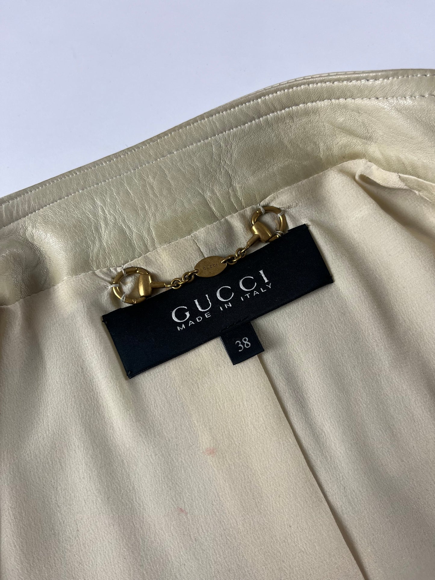 Gucci Tom Ford Cream Minimalist Leather Jacket FW 1998 - XS