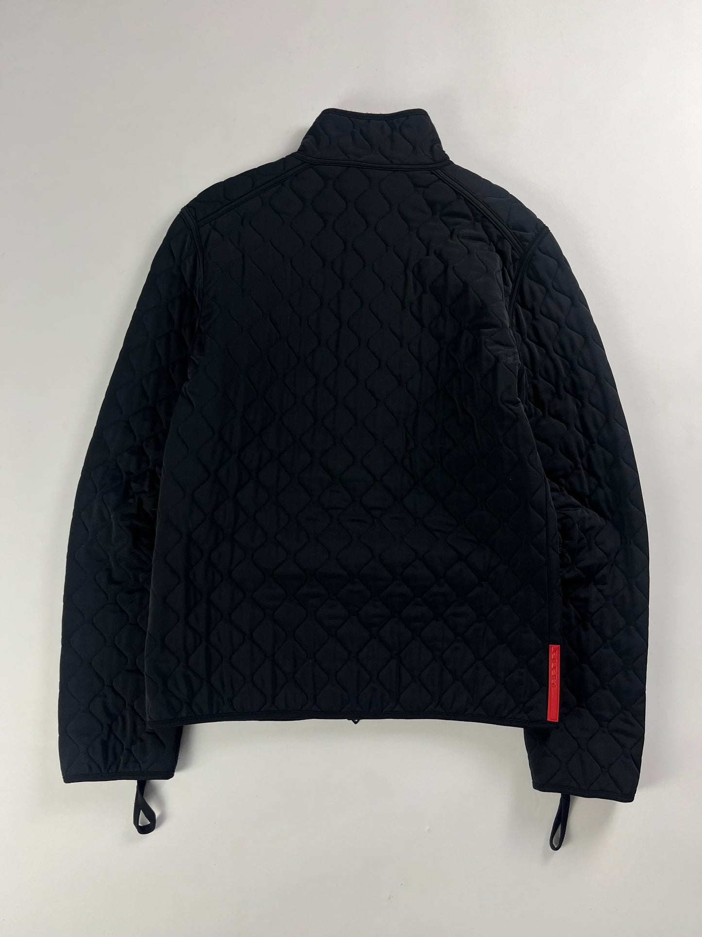 Prada Linea Rossa Black Oblique Quilted Nylon Zipper Jacket FW 2001 - M