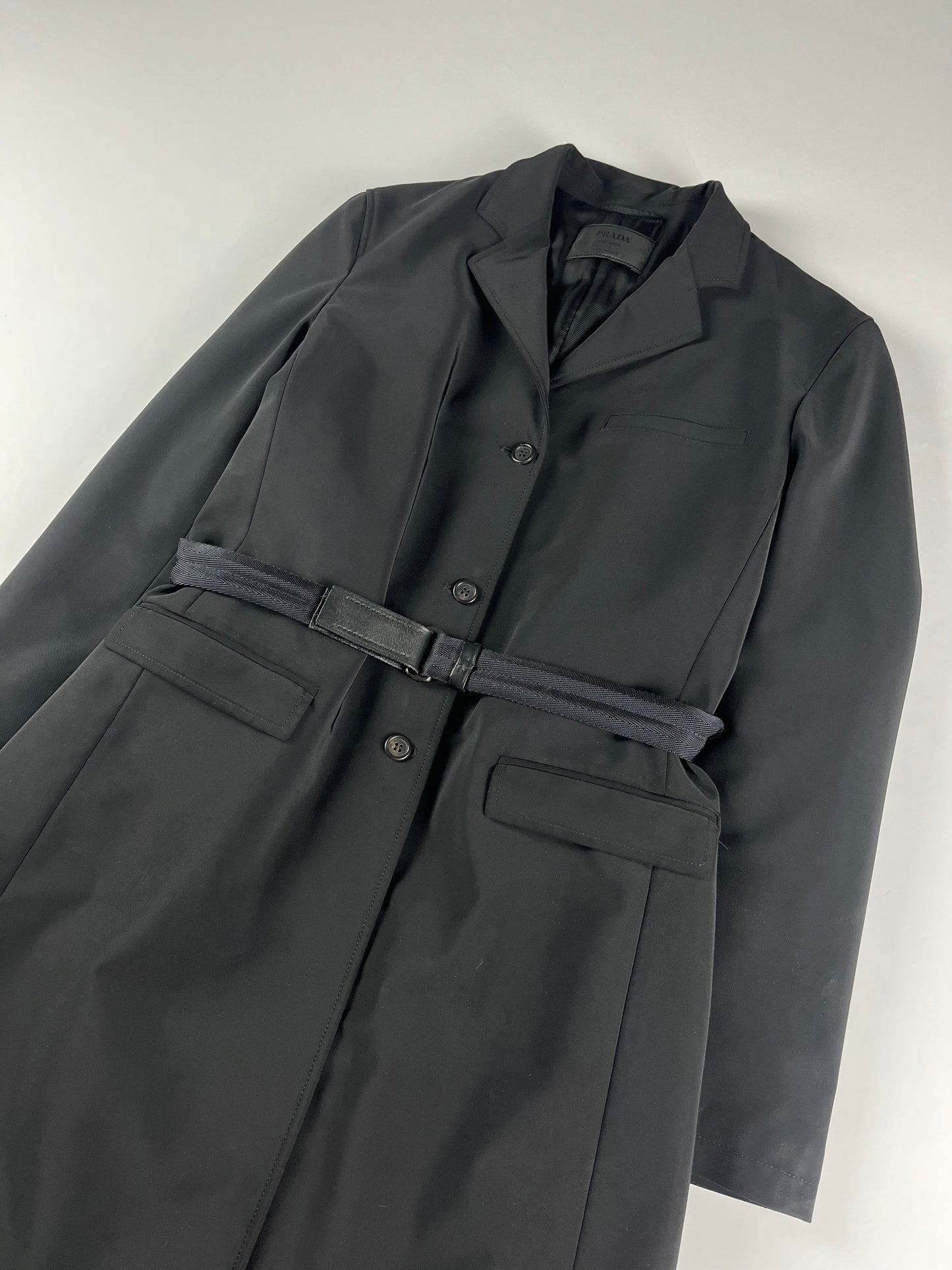 Prada Belted Linen Formal Overcoat FW 1999 - S