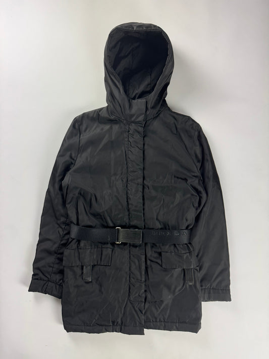 Prada Strapped Belted Nylon Hooded Coat FW 1999 - S
