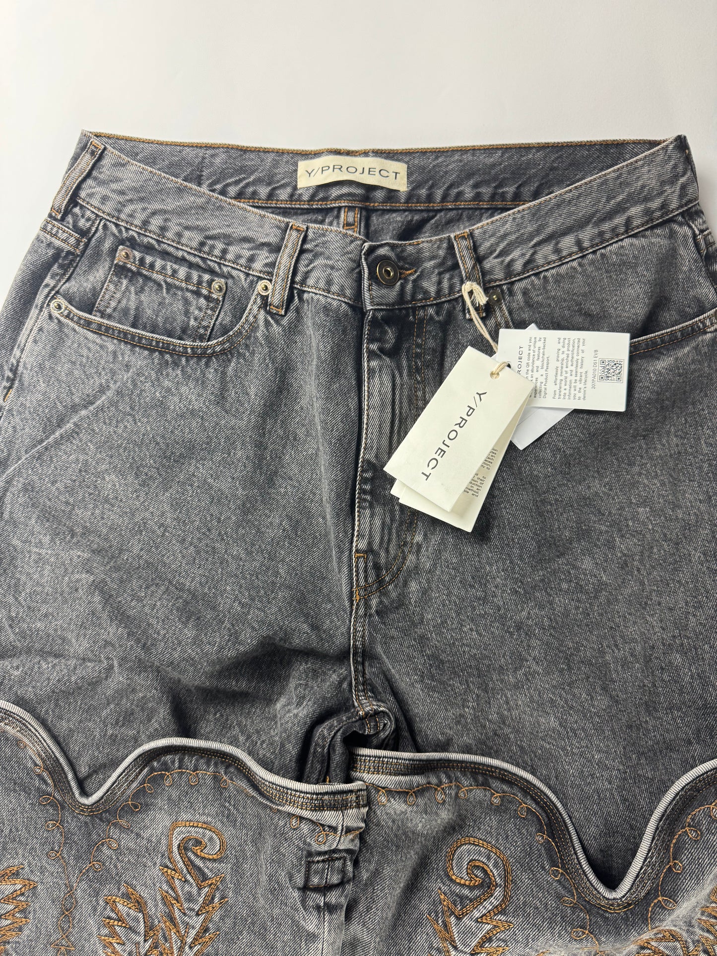 Y/Project Maxi Cowboy Cuff Grey Denim Pants SS 2023 - 34 US