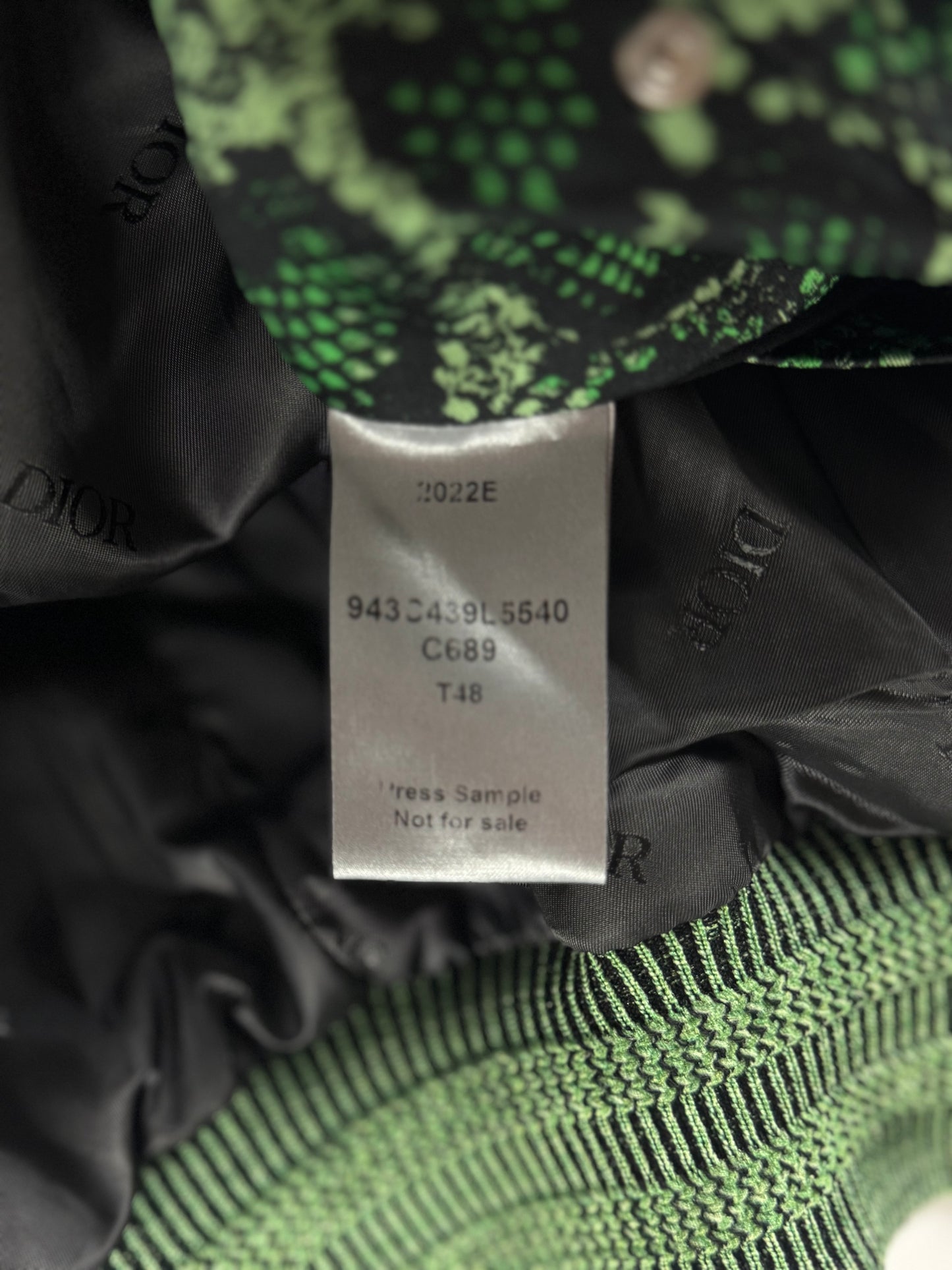 Dior Cactus Jack Sample Greenlight Snakeskin Pattern Bomber Jacket SS 2022 - M