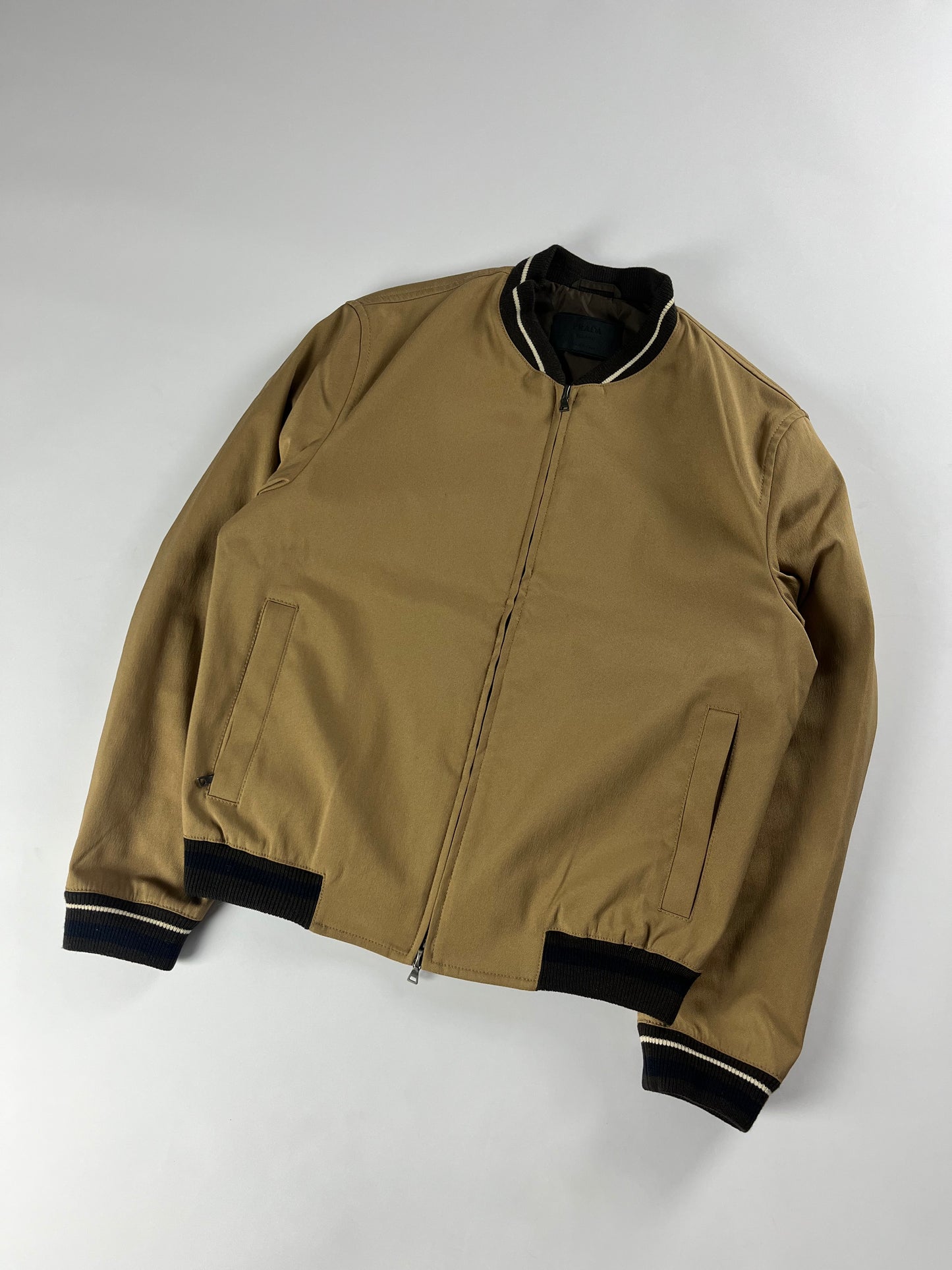 Prada Camel Premium OG Varsity Bomber Jacket FW 2002 - S