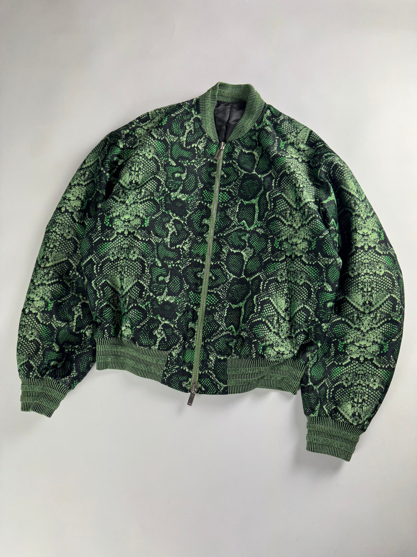 Dior Cactus Jack Sample Greenlight Snakeskin Pattern Bomber Jacket SS 2022 - M