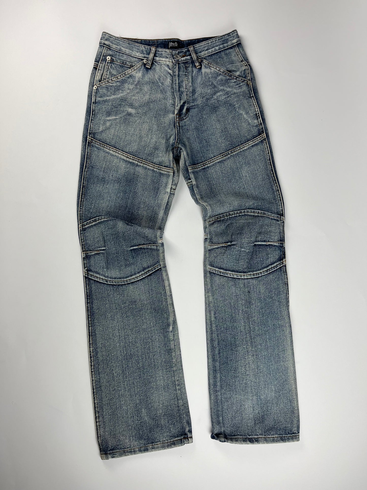 Dolce & Gabbana Blue Denim Moto Pants 2000s - M