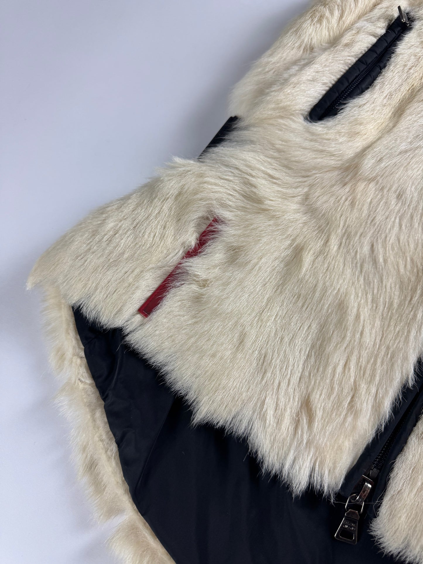 Prada Linea Rossa Kid Fur Hooded Sleeveless Jacket FW 1999 - S