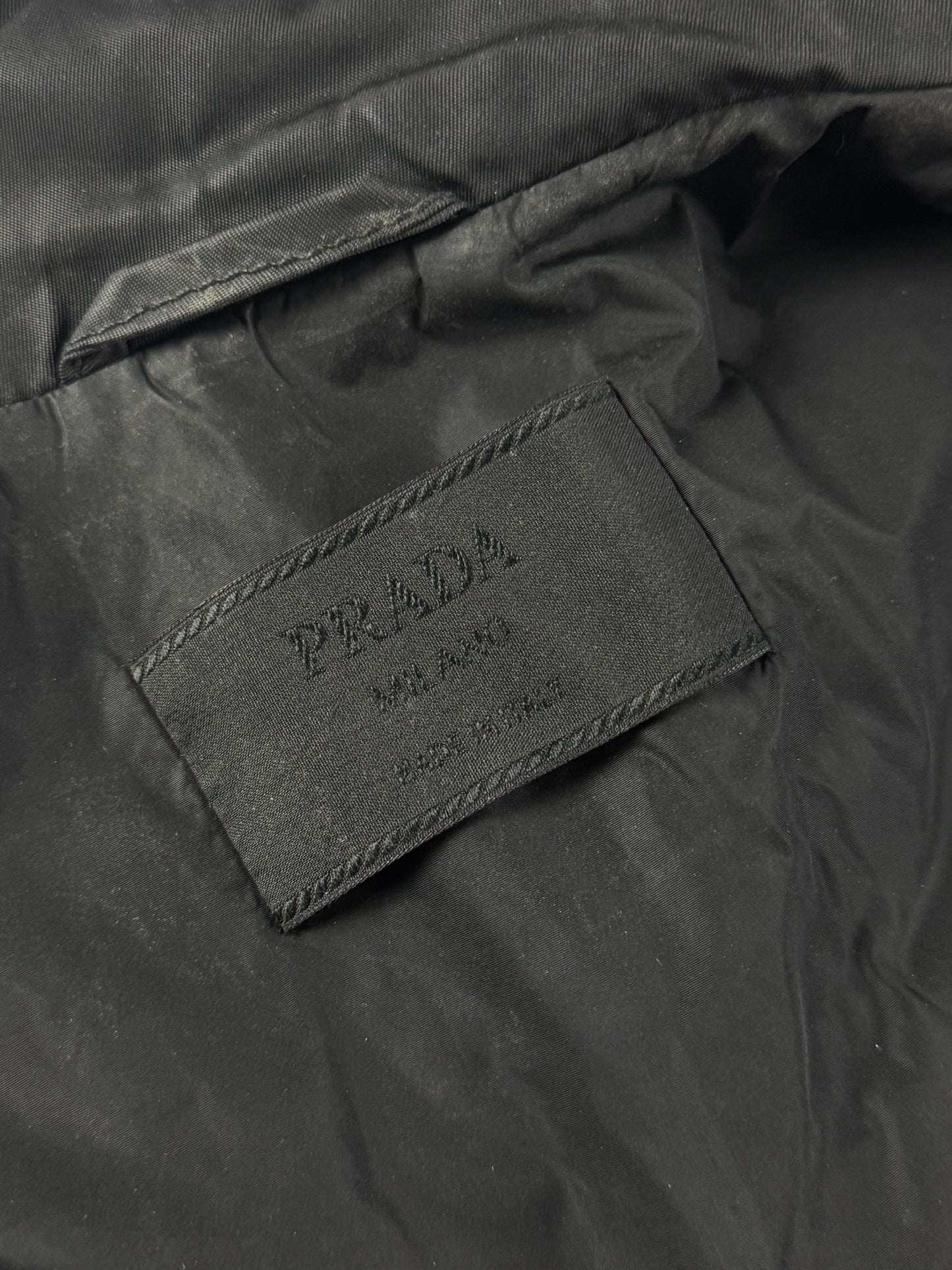 Prada Leather Sleeves Belted Collar Pilot Jacket 2000s - S