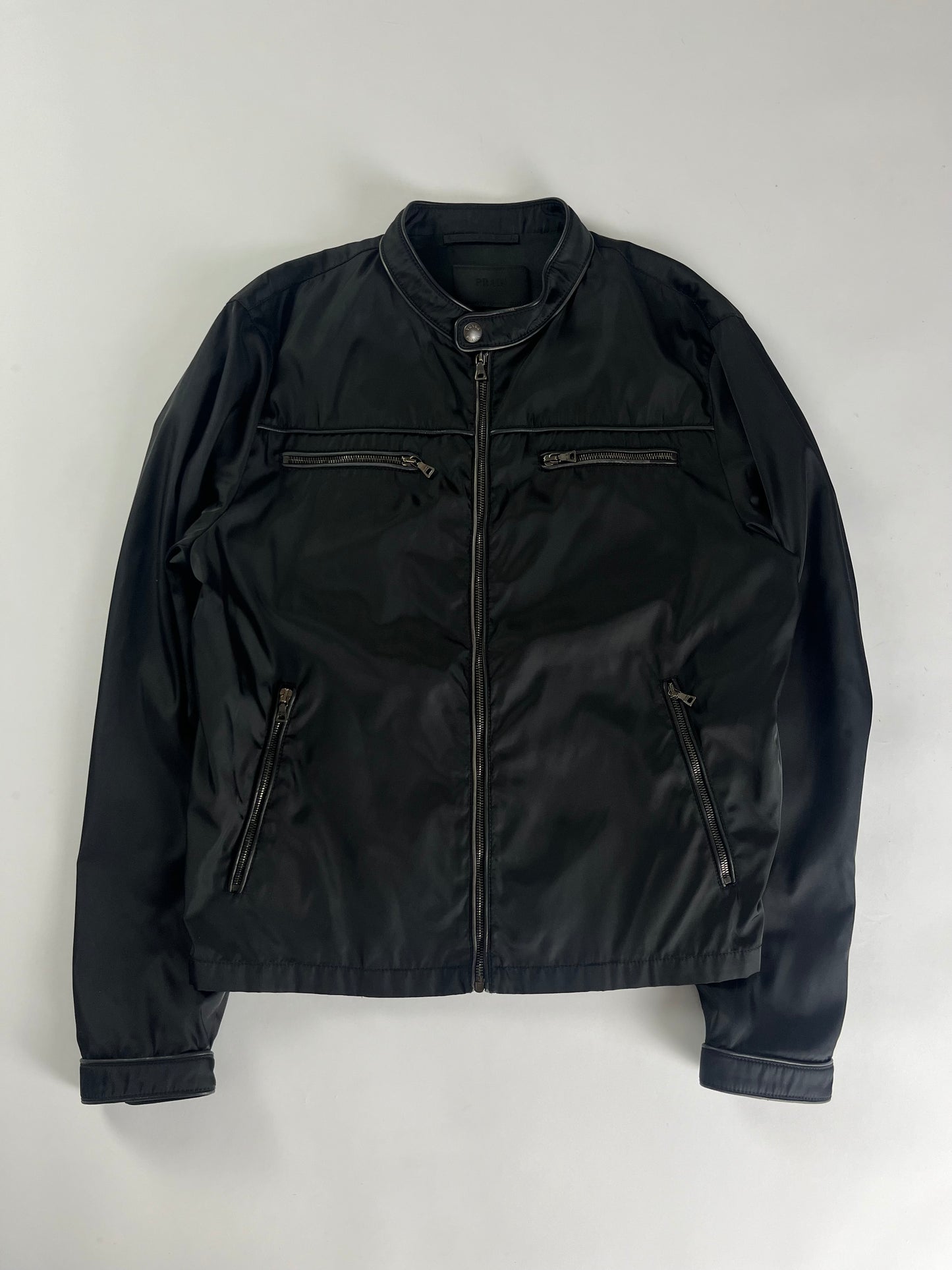 Prada Leather Trim Nylon Zipped Moto Jacket SS 2009 - L