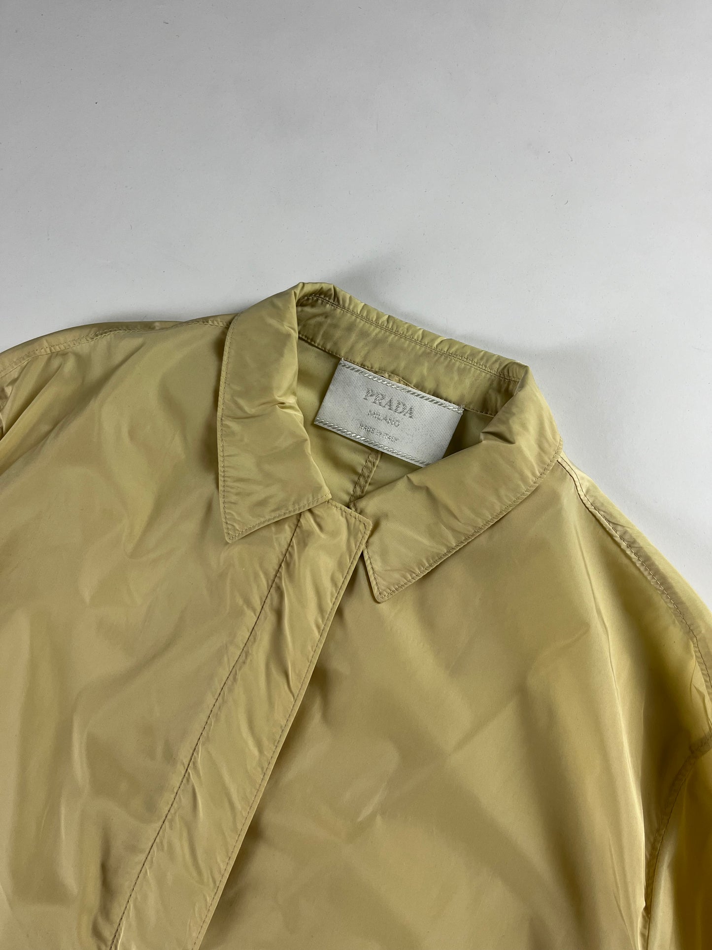 Prada Translucent Yellow Nylon Strapped Long Light Jacket SS 1998 - S