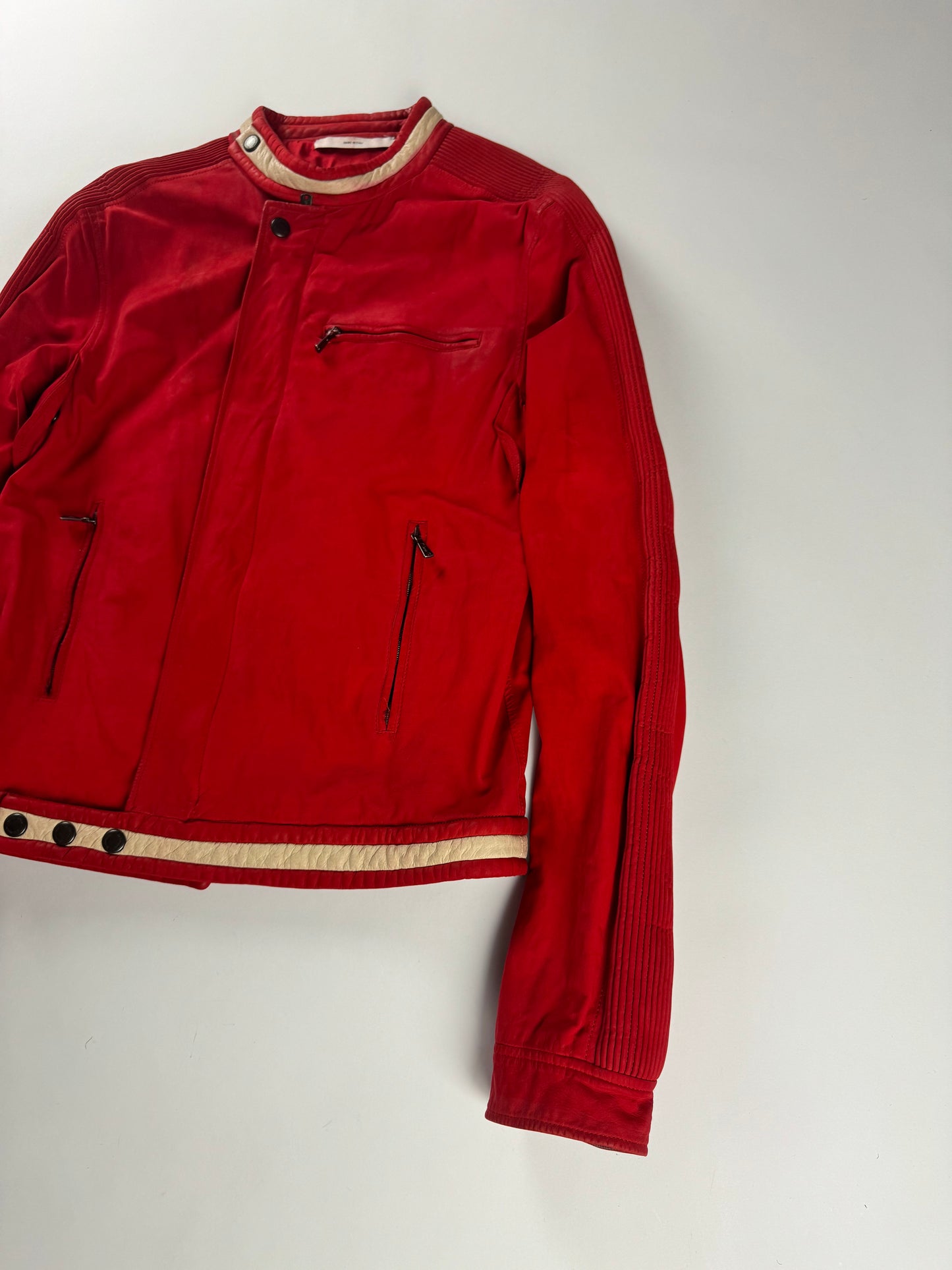 Yves Saint Laurent Rive Gauche Tom Ford Red Leather Motor Jacket SS 2004 - M