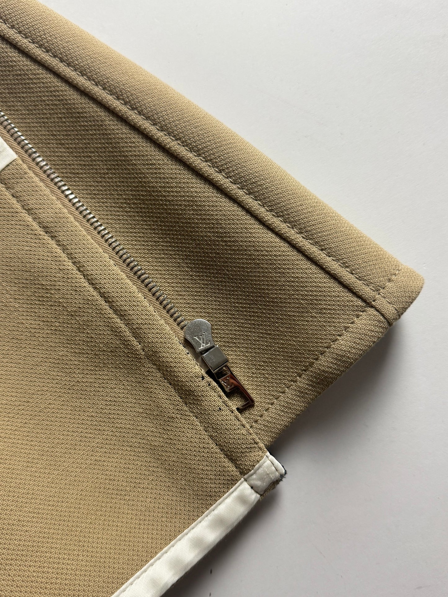 Louis Vuitton Sample Exposed Front Zipper Tan Flared Skirt FW 2015 - S