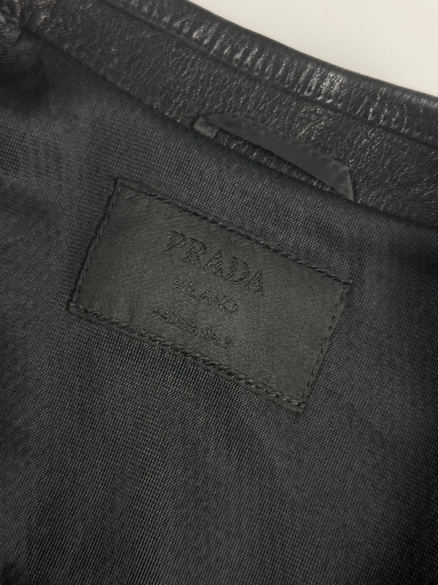 Prada Black Mesh Leather Duo Moto Jacket SS 1999 - S