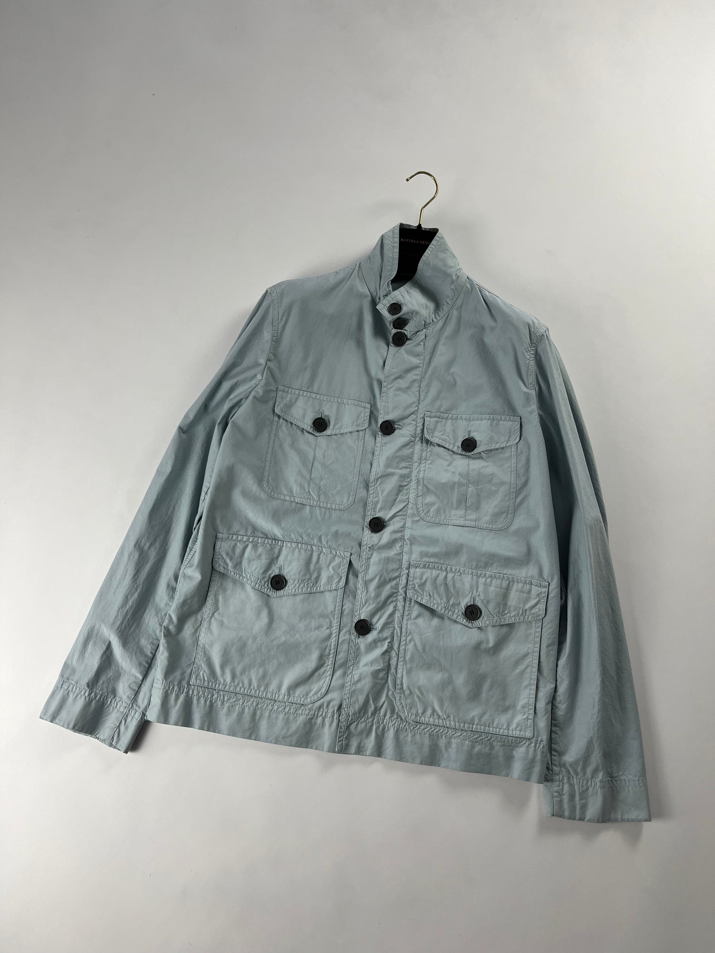 Bottega Veneta Cyan Utility Safari Funnel Collar Jacket SS 2017 - M