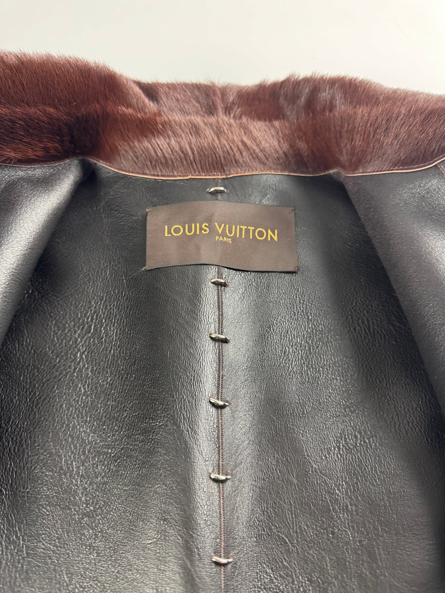Louis Vuitton Sample Artisanal Fur Suture Spine Line Double Waist Belt Jacket - XS