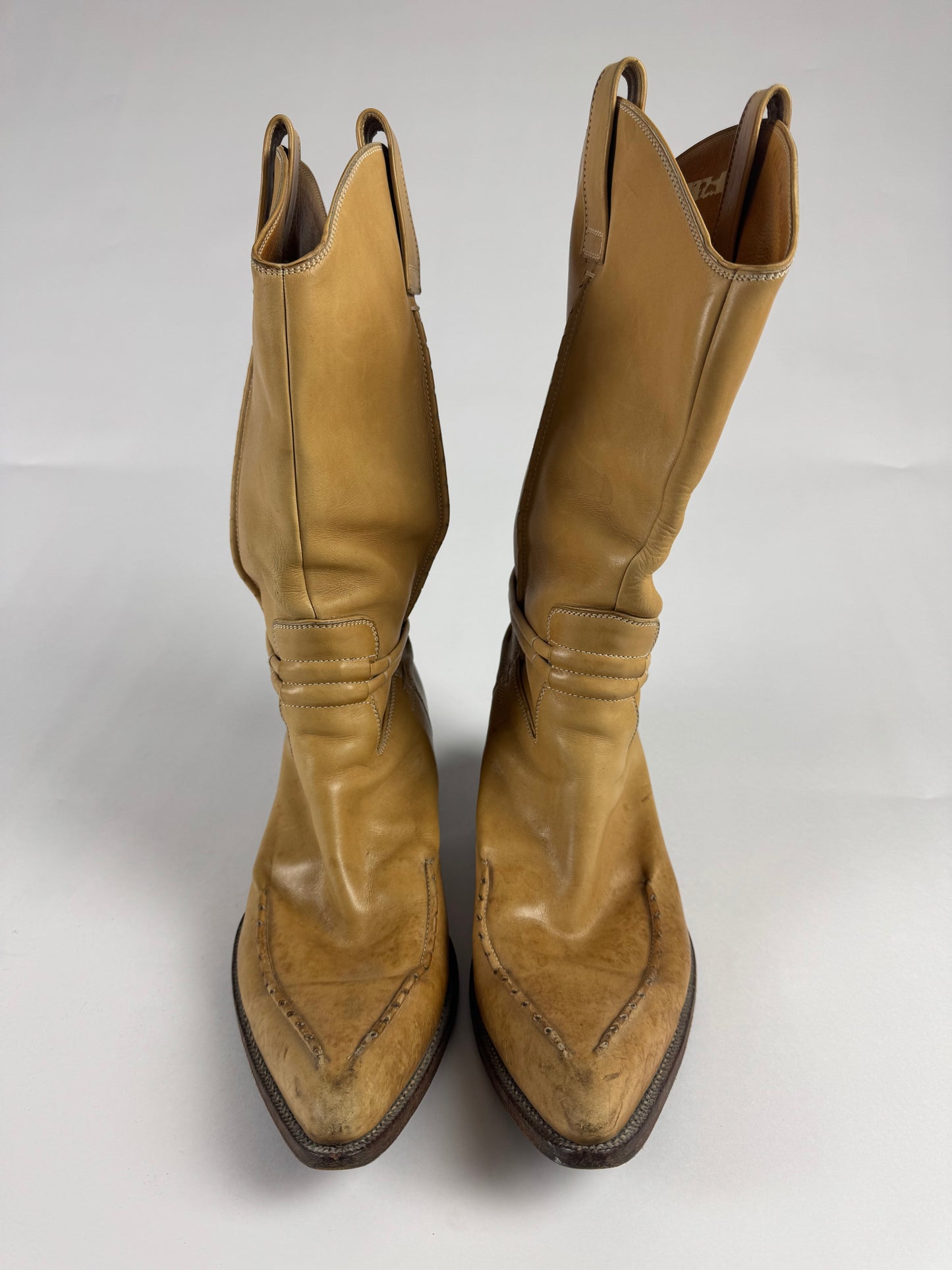 Gucci Tom Ford Camel Cream Leather Cowboy Western Boots SS 2004 - 45 EU
