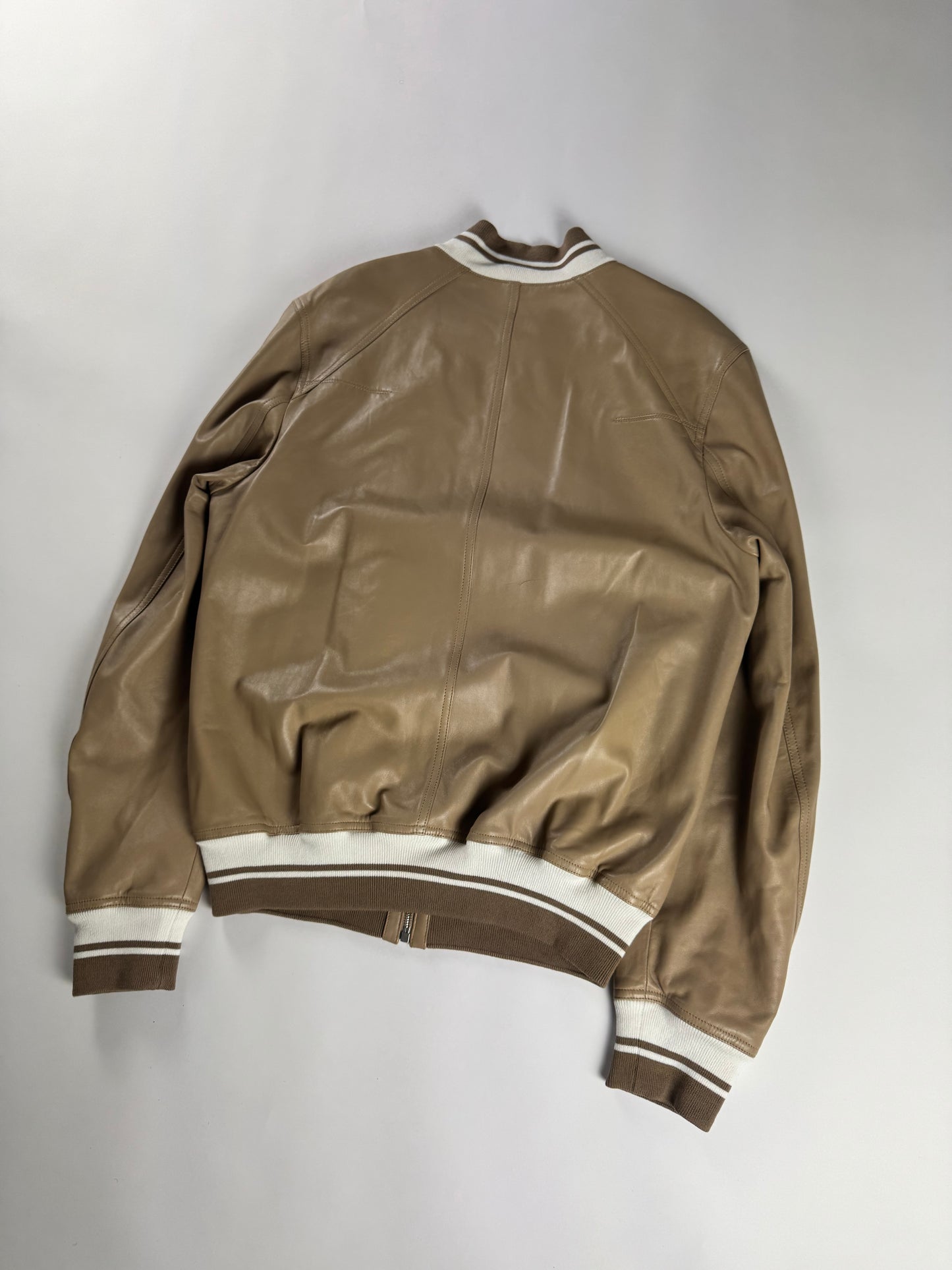 Dior Homme Camel Leather Bomber Varsity Jacket SS 2010 - L