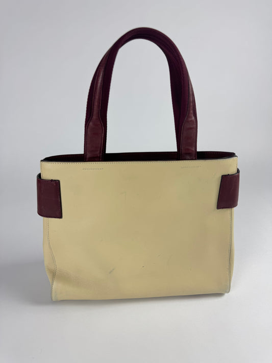 Prada Cream Double Strapped Sides City Calf Leather Bag SS 1999 - OS