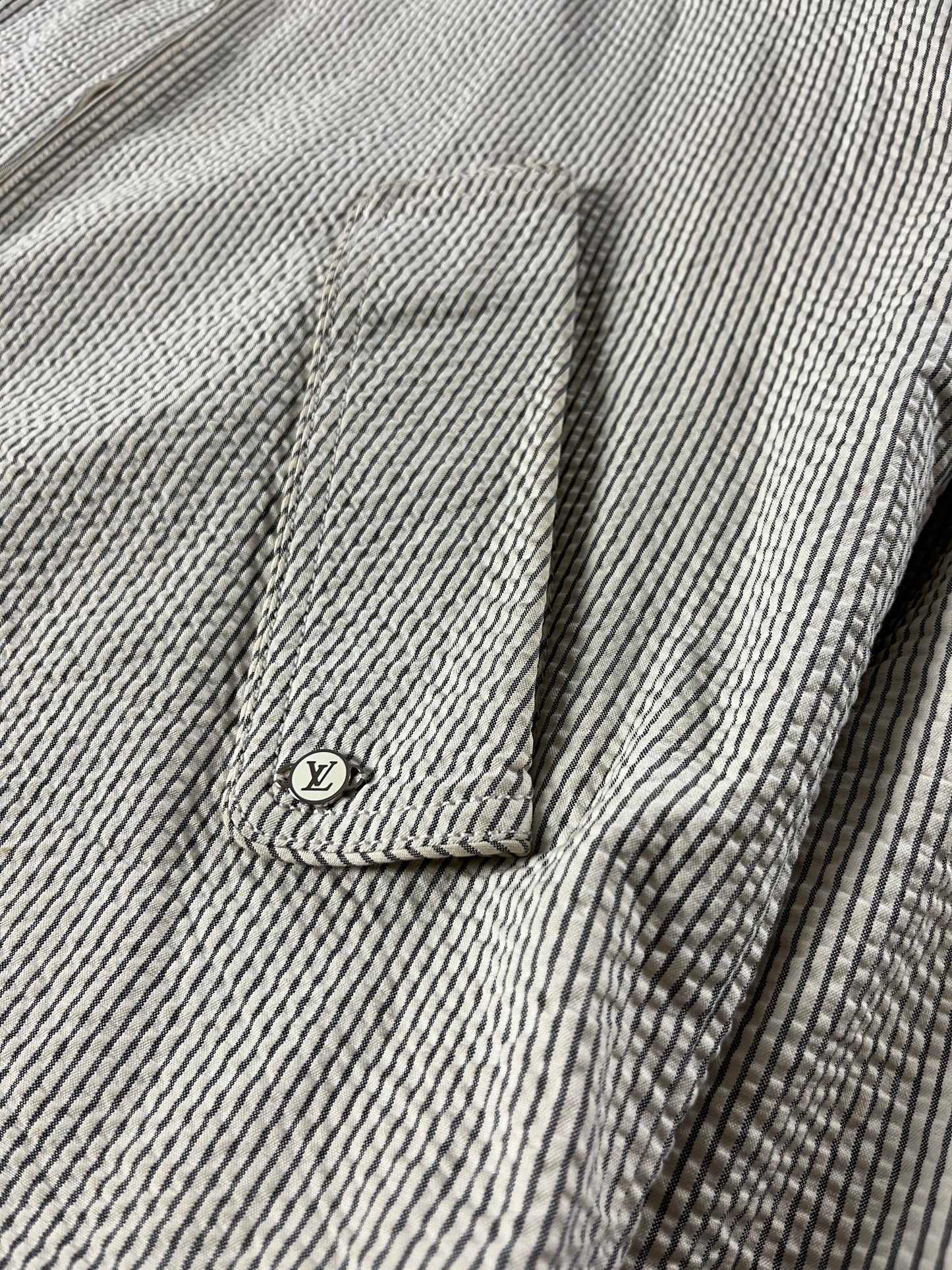 Louis Vuitton Cotton Incrusted Lambskin Leather Striped Jacket 2000s - L