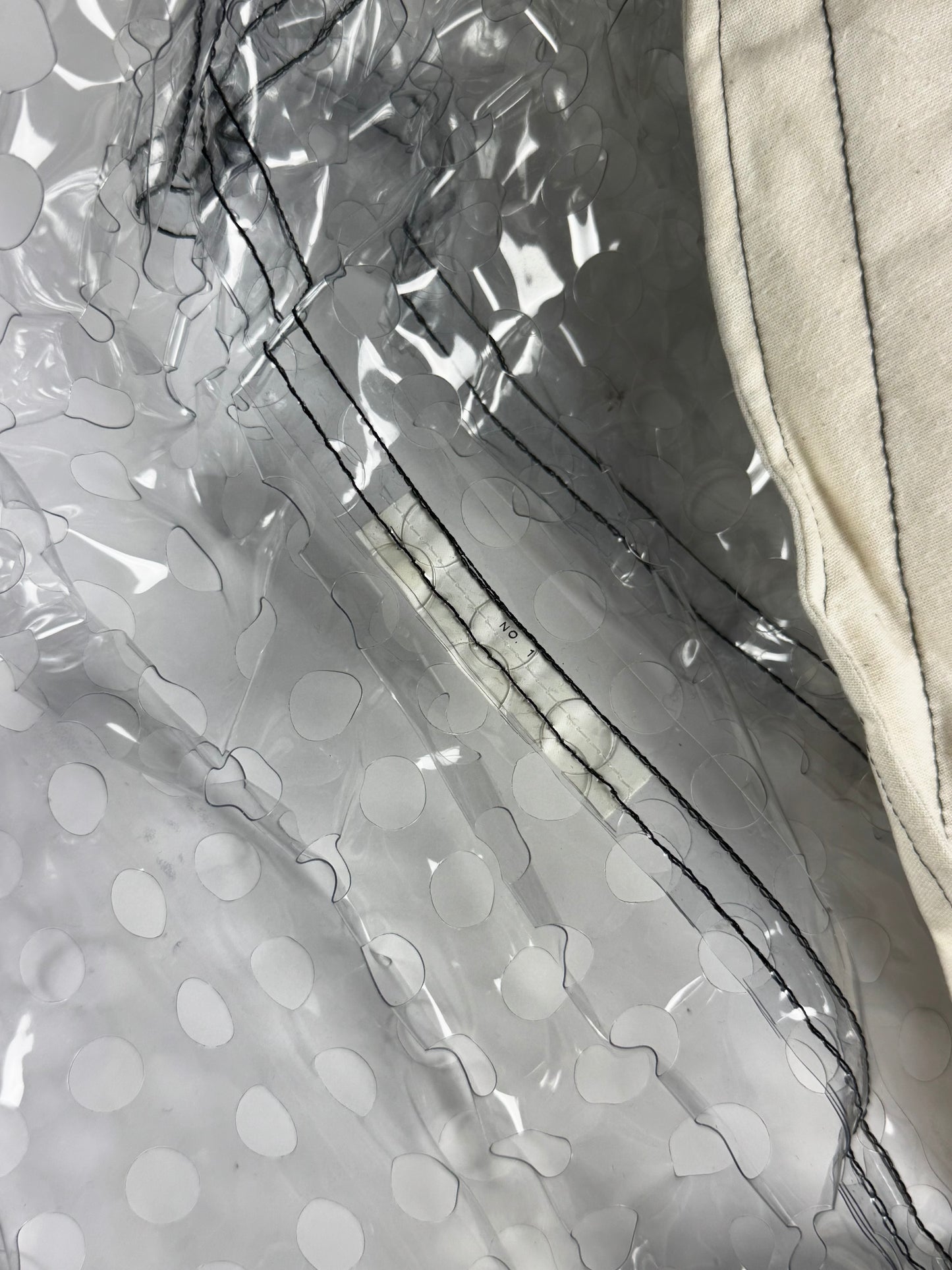 Comme des Garçons BLACK Clear PVC Transparent Polka Dot Lining Black Ribbed Trim Bomber Jacket 2020s - M