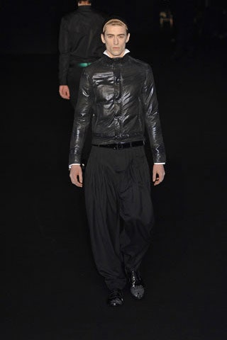 Dior Homme "Lumière Du Nord" Lamé Blue Vampiric Bright Leather Biker Jacket FW 2008 - L