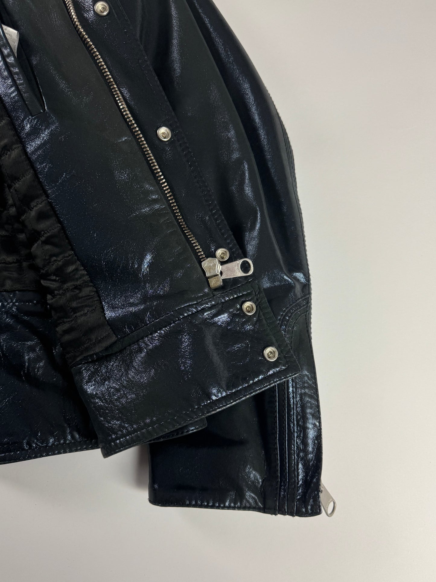 Dior Homme "Lumière Du Nord" Lamé Blue Vampiric Bright Leather Biker Jacket FW 2008 - L