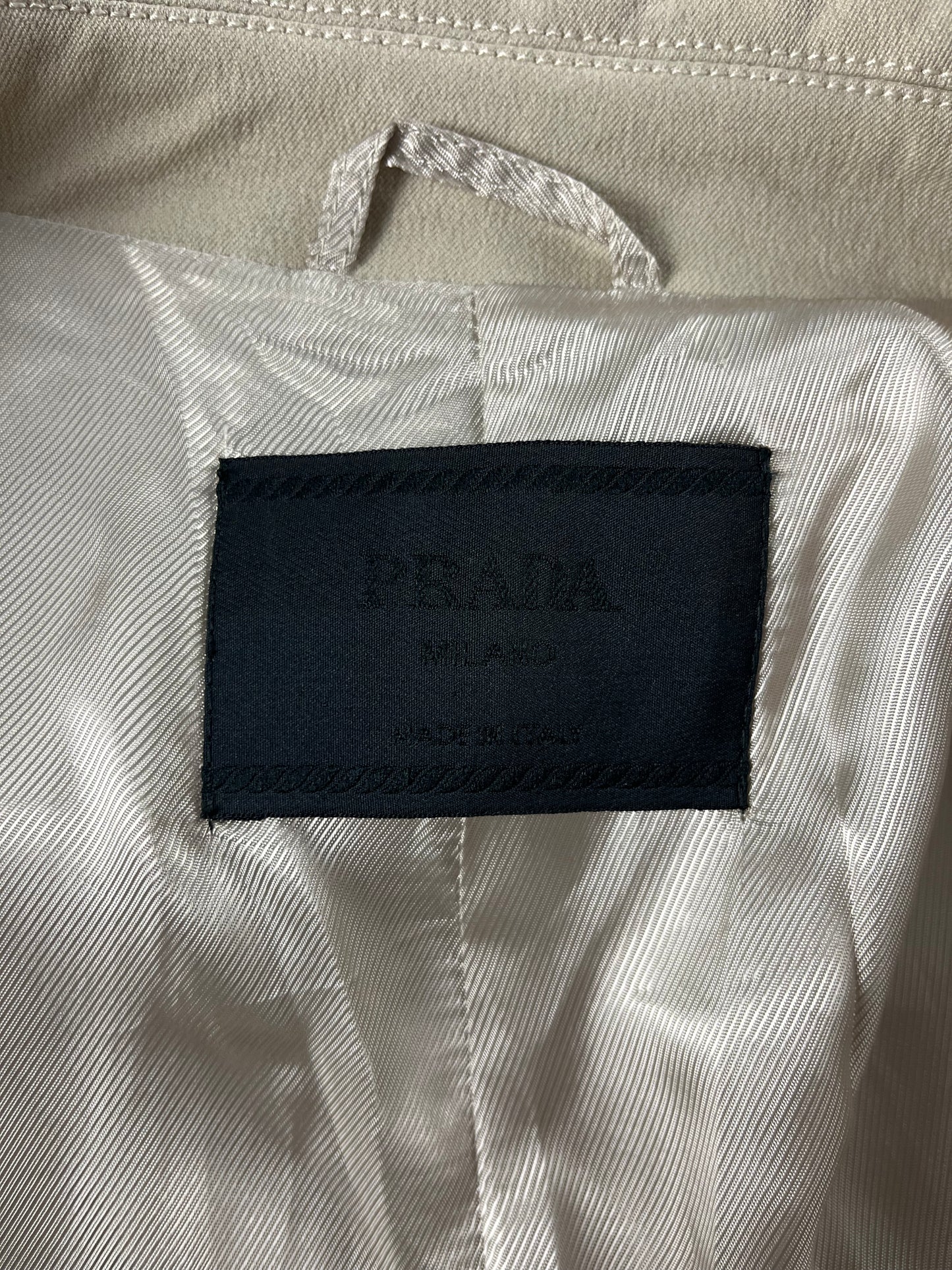 Prada Ivory Double Breasted Officer Overcoat FW 1995 - M