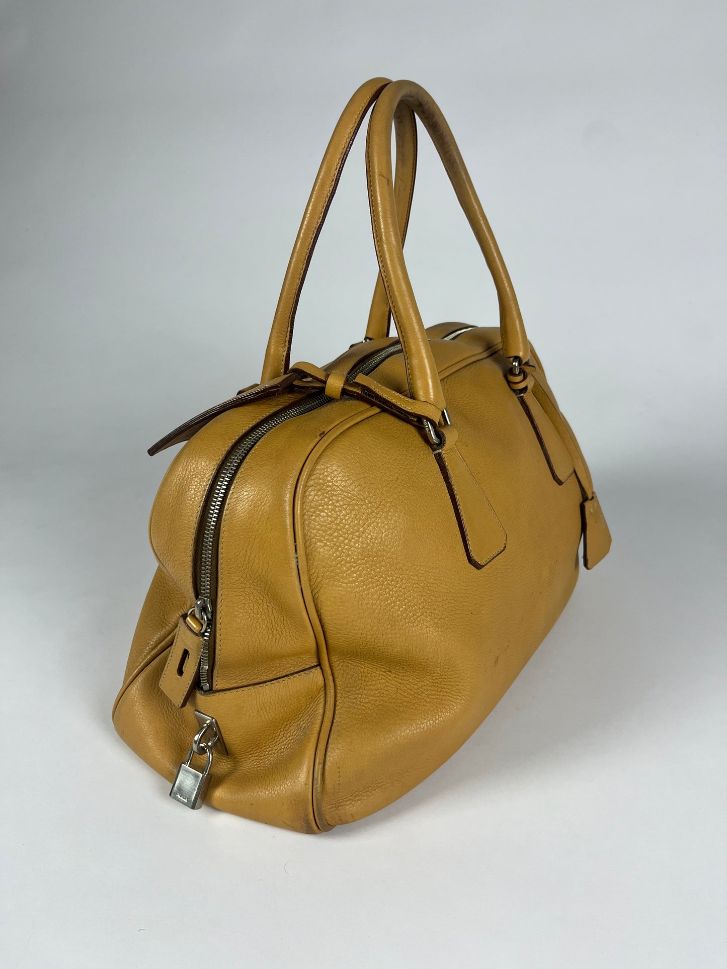 Prada Maxi Camel Leather Bowling Hand Bag FW 2000 - OS