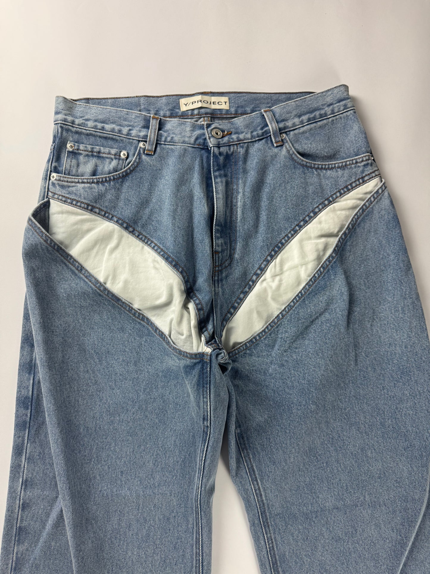 Y/Project Evergreen Cut Out Detail Blue Denim Jeans FW 2023 - 34 US