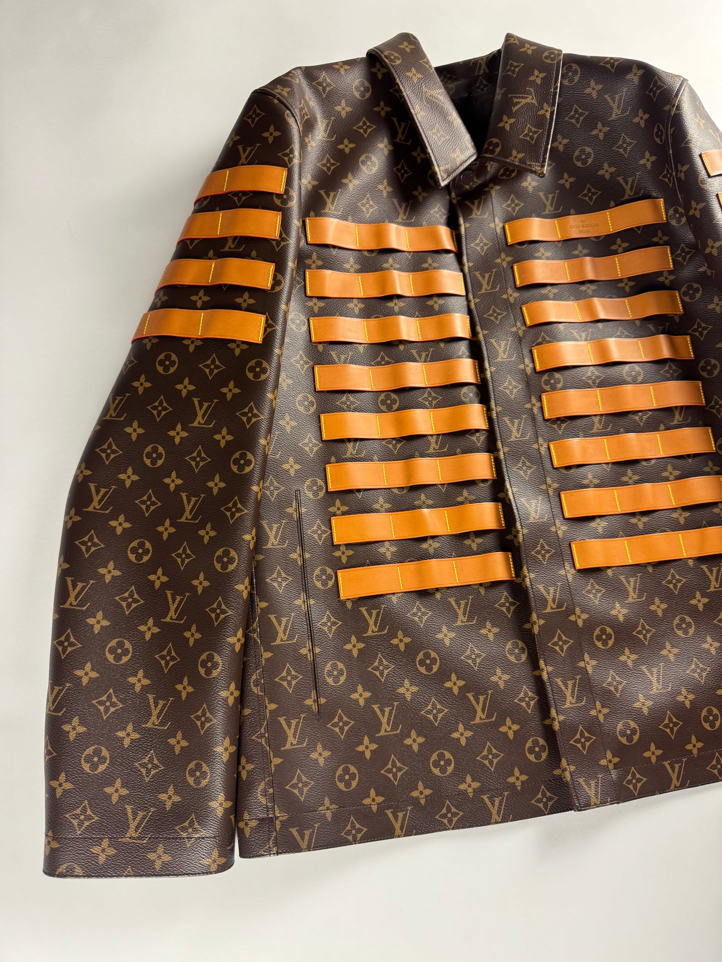 Louis Vuitton Nigo LV toile Monogram Military Leather Jacket Resort 2022 - L