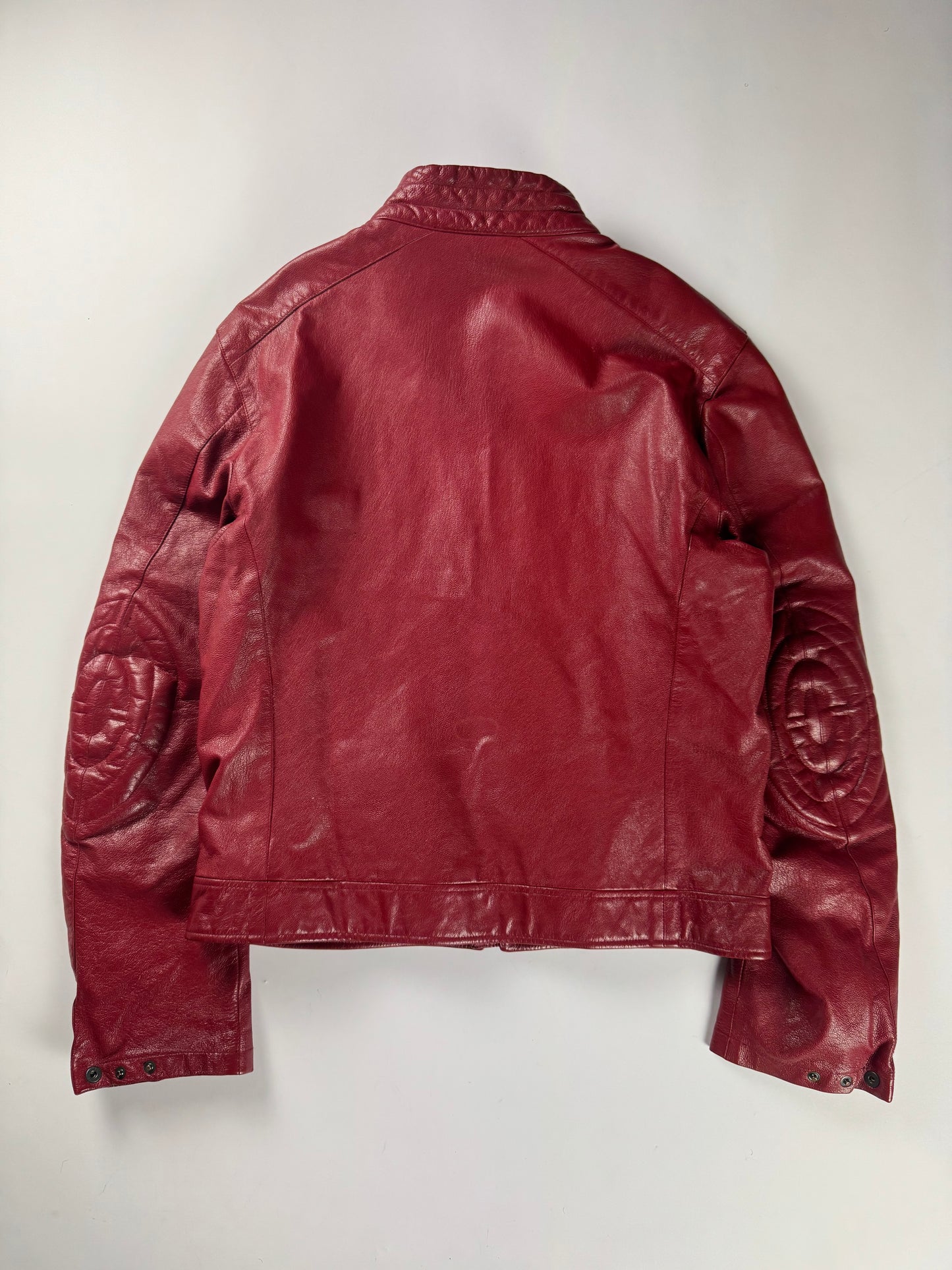 Prada Padded Elbows Red Leather Motor Jacket SS 2000 - M