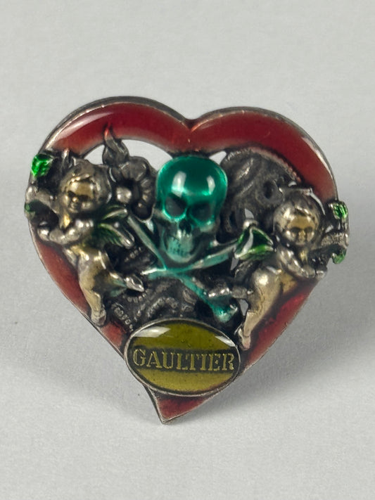 Jean Paul Gaultier Love & Death Adjustable Heart Ring 1990s - OS