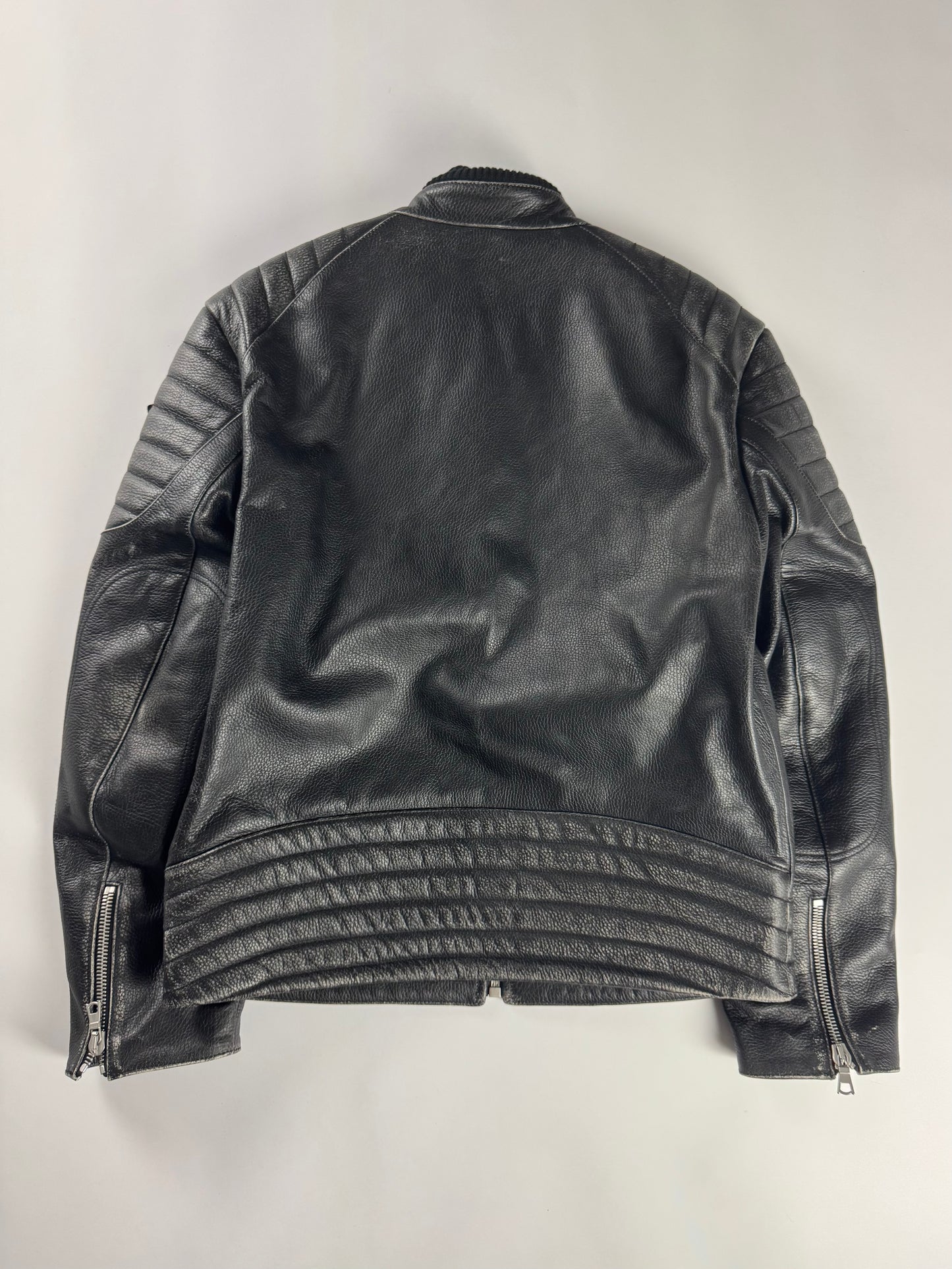 Moncler x Palm Angels Vicsek Full Grain Leather Down Moto Jacket FW 2023 - S
