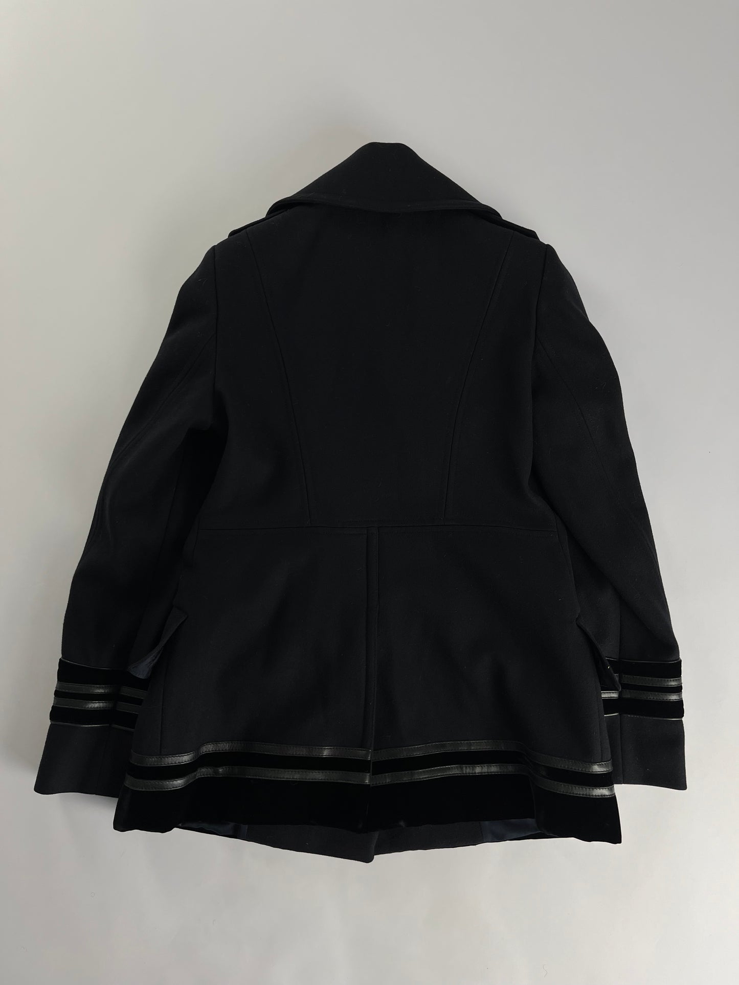 Gucci Leather Trim Wool Peacoat FW 2005 - S