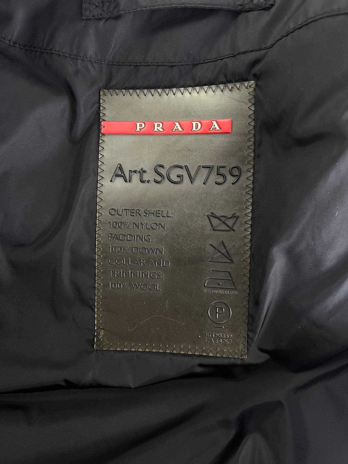 Prada Black Nylon Puffer Down Jacket - S