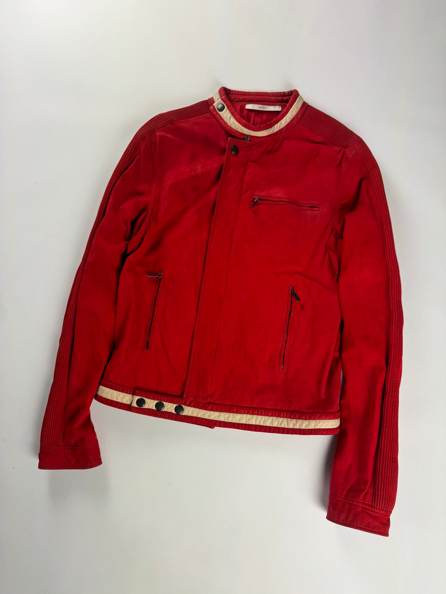 Yves Saint Laurent Rive Gauche Tom Ford Red Leather Motor Jacket SS 2004 - M