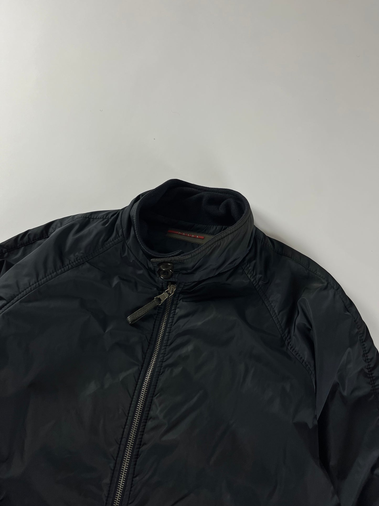 Prada Navy Double Buttoned Collar Bomber Jacket 2000s - L