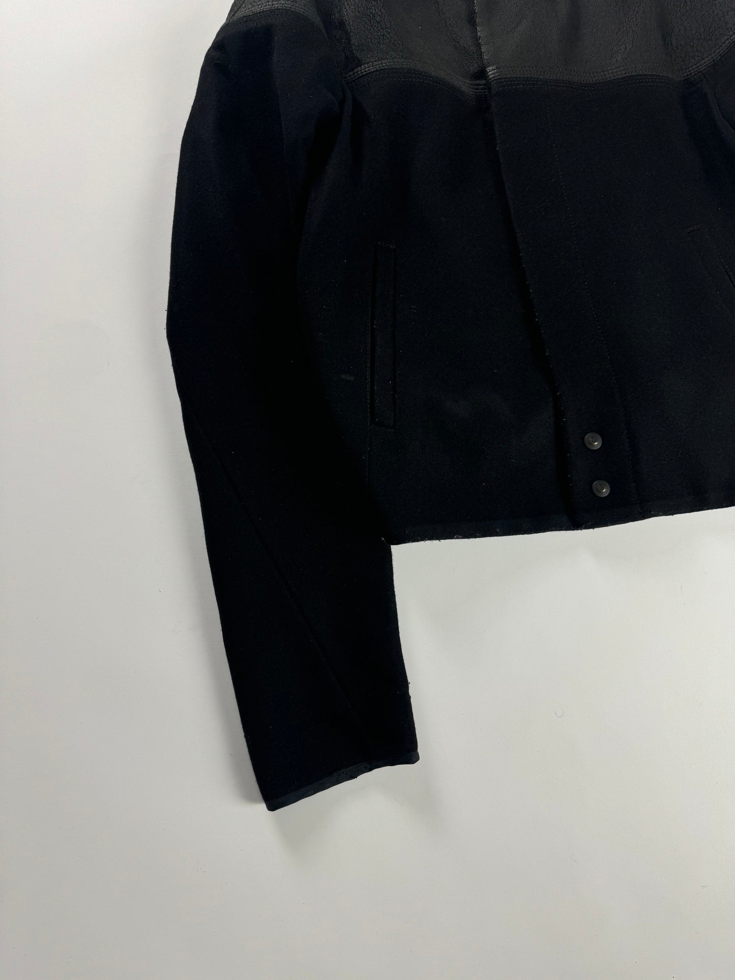 Balenciaga Sample Nicolas Ghesquière Crackled Leather Two Fabric Jacket 2010s - S