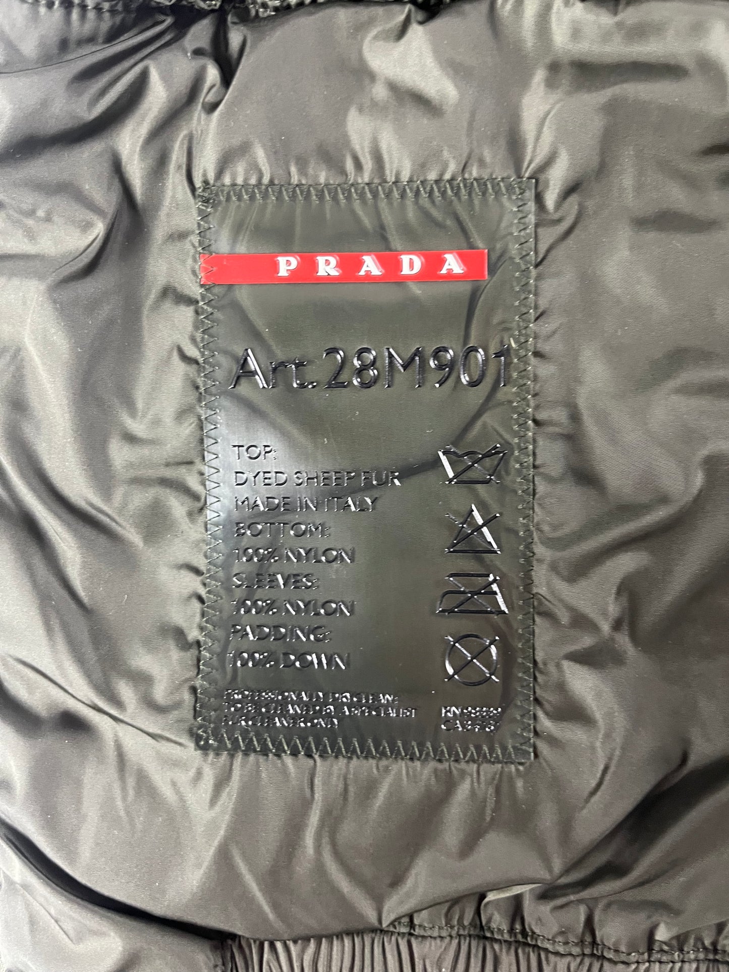 Prada Khaki Leather Down Fur Hood Jacket FW 2007 - S