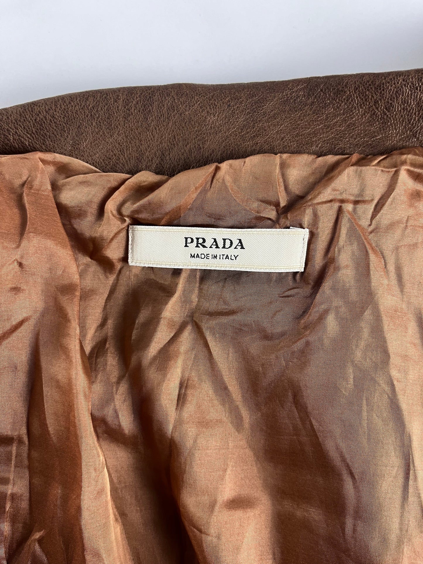 Prada Brown Soft Caramel Leather Overshirt Jacket 2000s - L