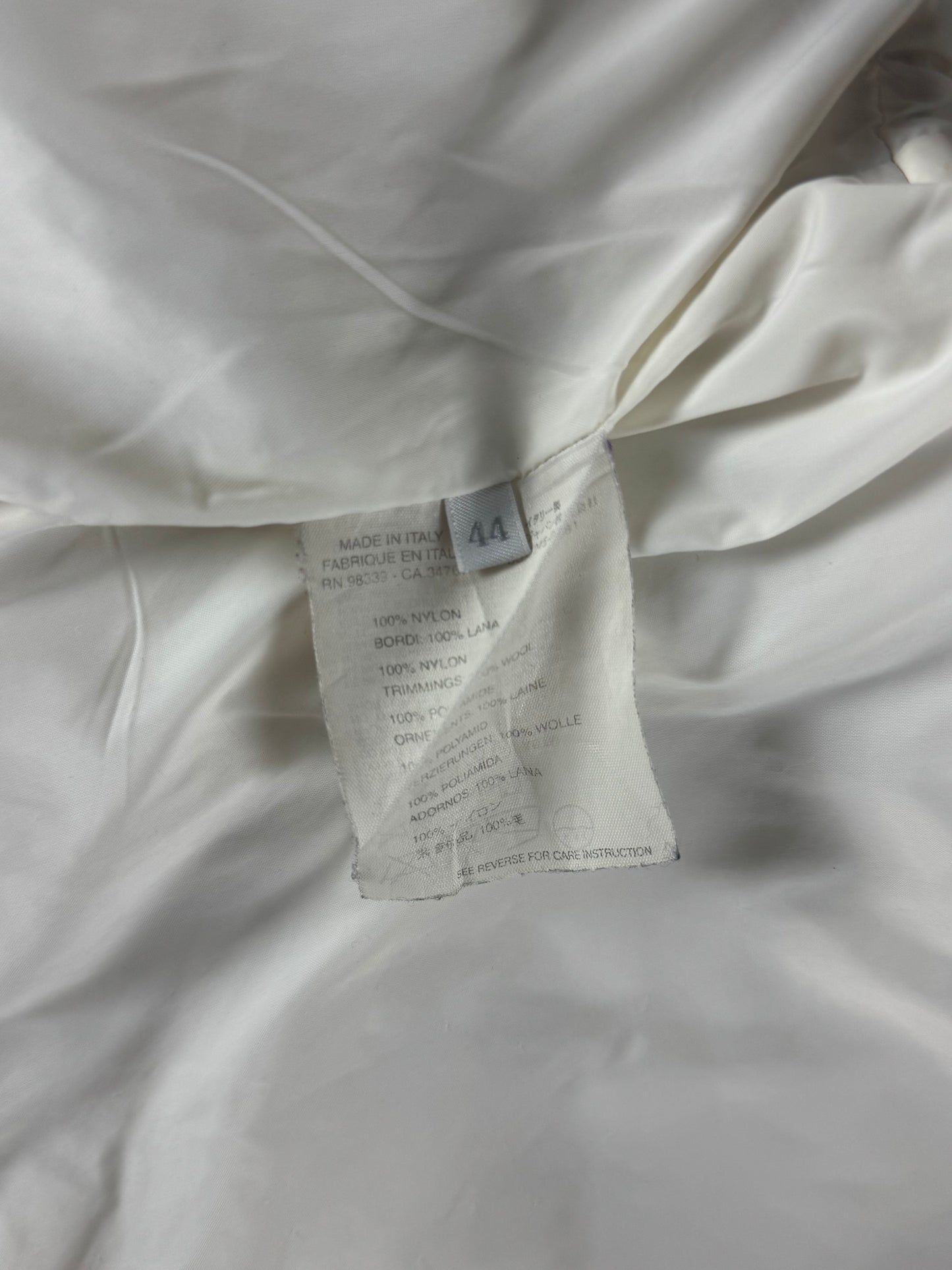 Miu Miu Cropped Cream Fur Hood Puffer Jacket 2000s - S